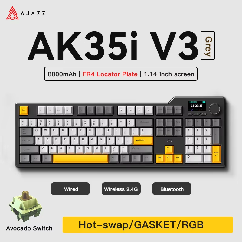 Keyboard Gaming Mac - Ajazz AK35I V3 MAX Tri-mode Wired