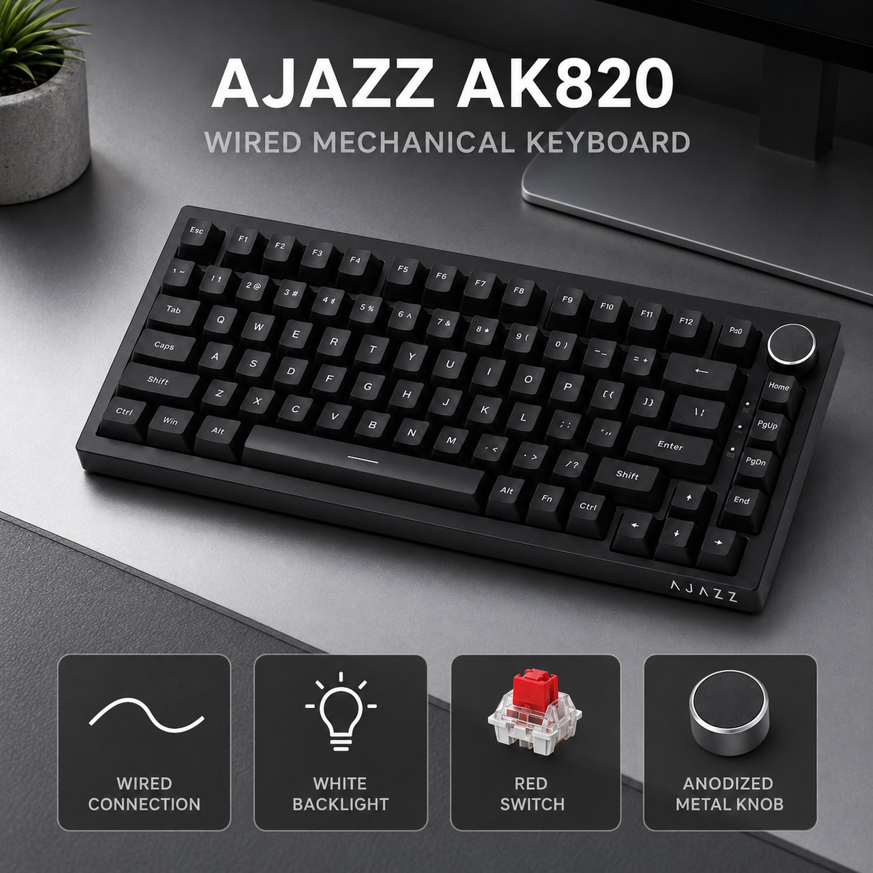 Keyboard Gaming Mac - AJAZZ AK820 Wireless Mechanical Keyboard Bluetooth