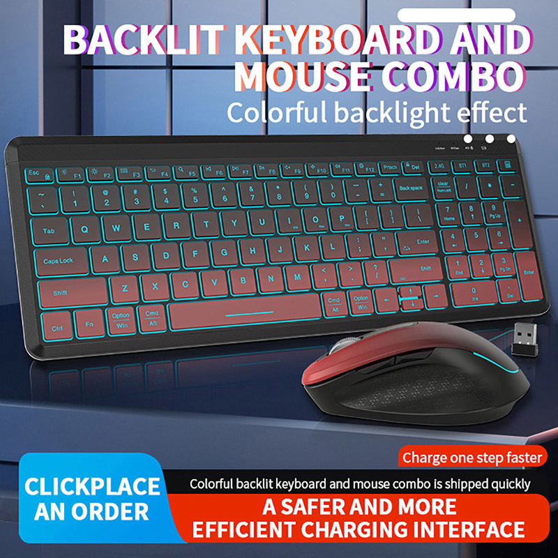 RGB Backlit Silent Wireless Ke - đánh giá và giá Gaming Keyboard And Mouse Combo