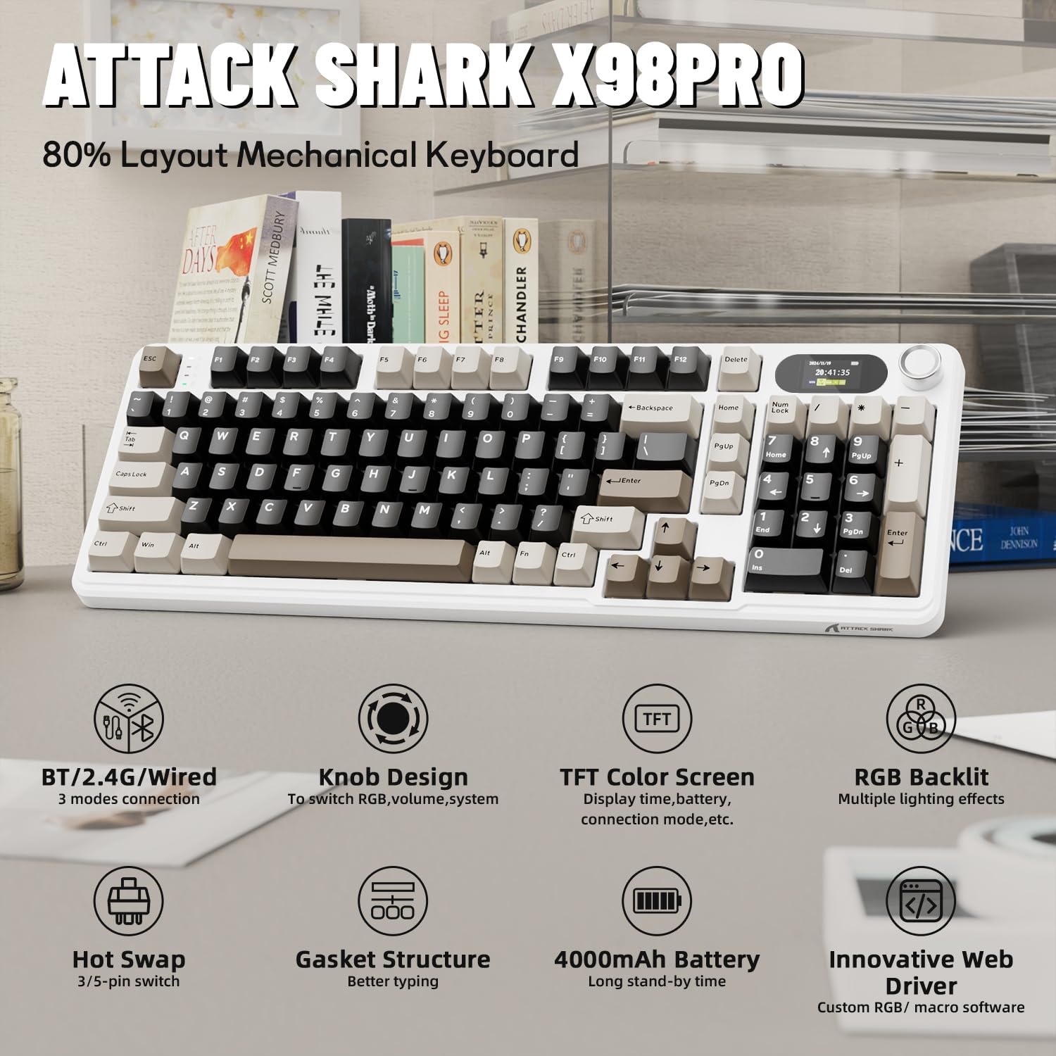 ATTACK SHARK X98Pro Wireless M - đánh giá và giá Keyboard Gaming Mac
