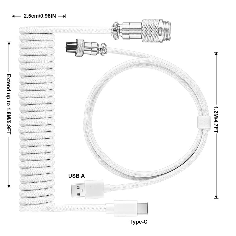 180cm Mechanical Keyboard Coil - đánh giá và giá Gaming Keyboard Type C