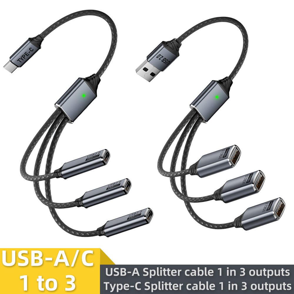 USB Splitter Cable 1-in-3 Outp - đánh giá và giá Gaming Keyboard Type C